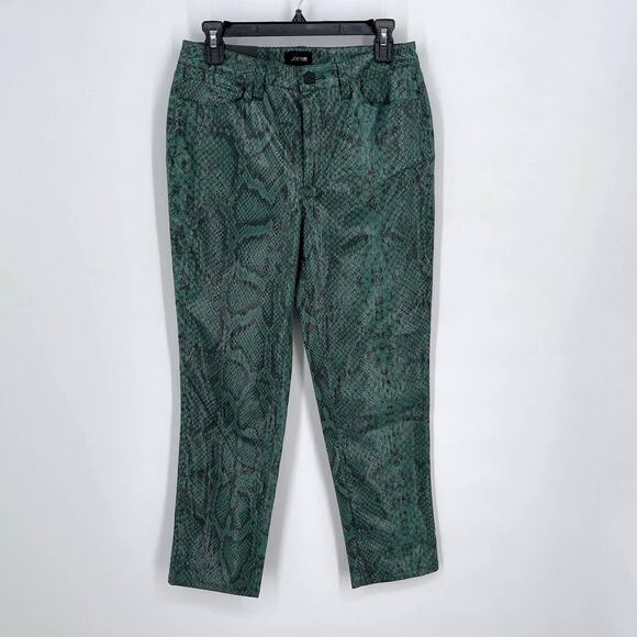 Joe's NEW Scaled Bistro Green Shimmery Reptile Pattern Cropped Jeans $228 Sz 28 - Picture 1 of 6